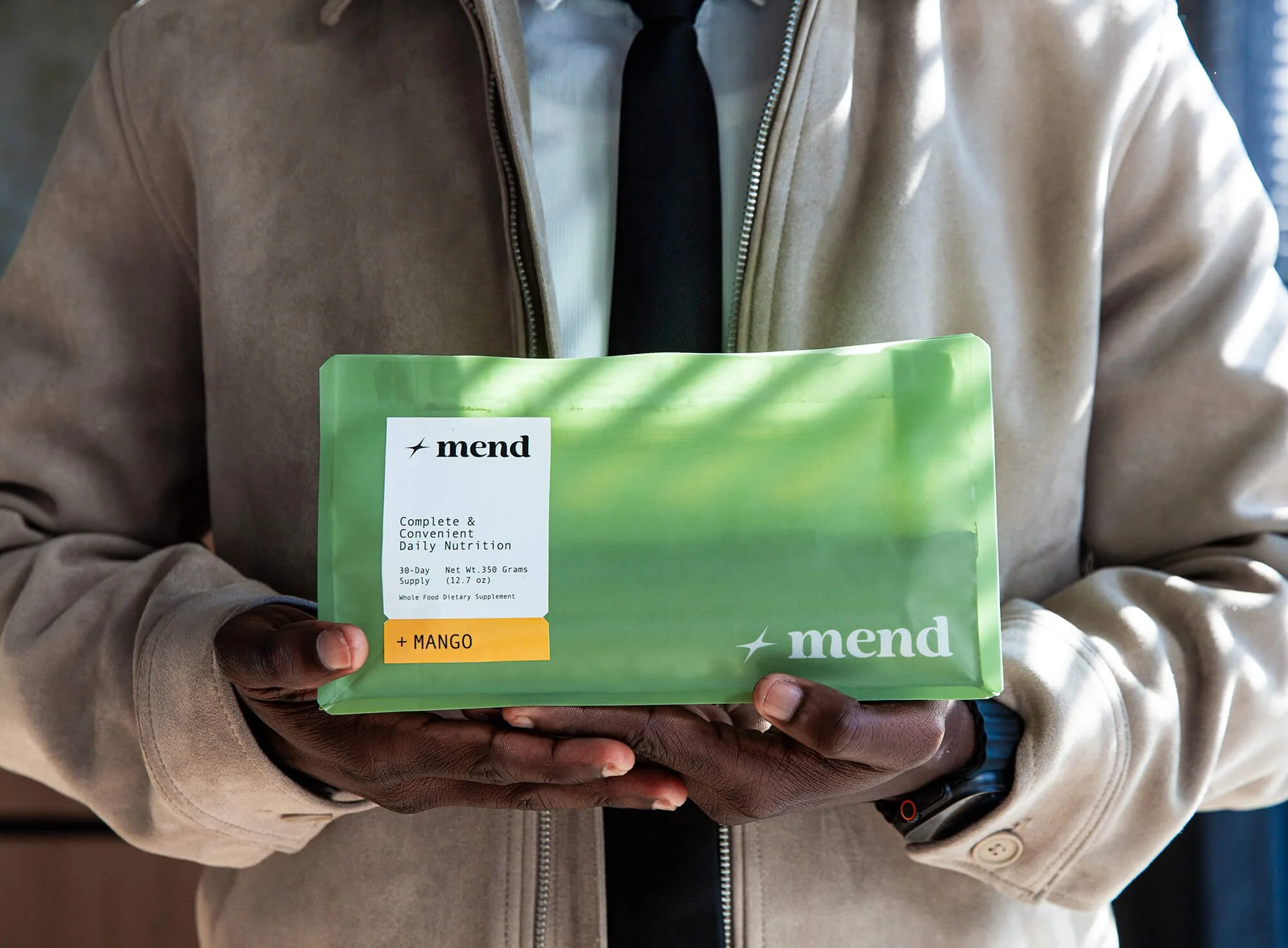 Creative wellness and food supplement branding and packaging design MEND