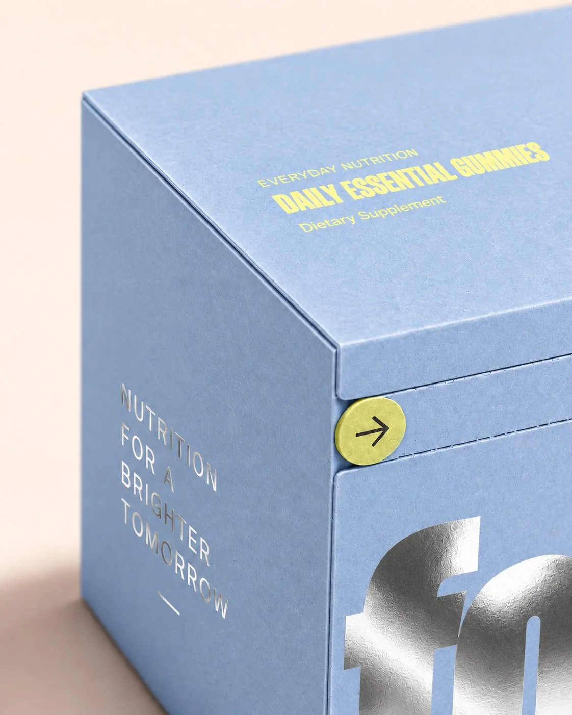 Blue secondary packaging design for FORM daily essential gummies