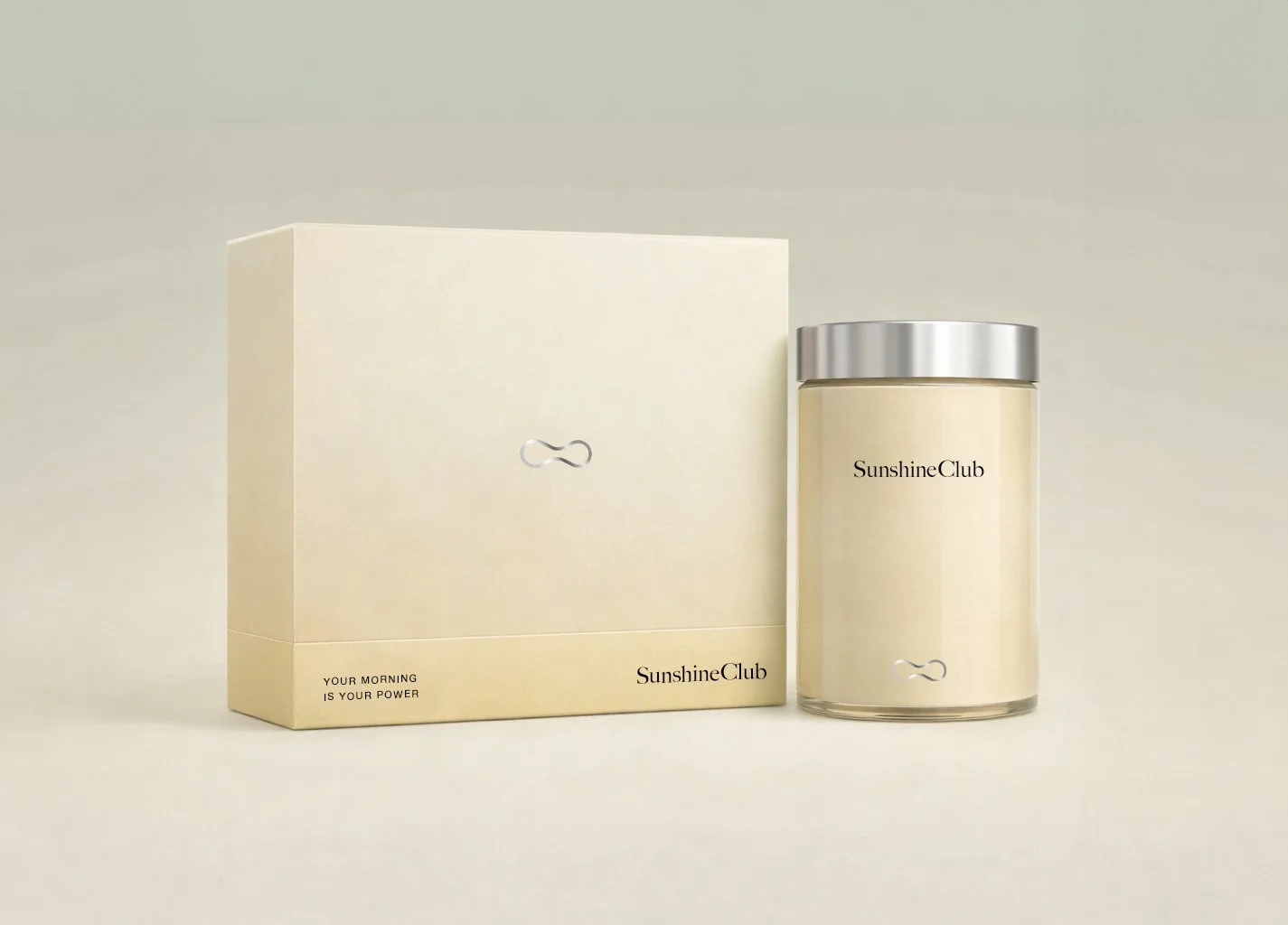 SunshineClub powder packaging for lifestyle wellness brand