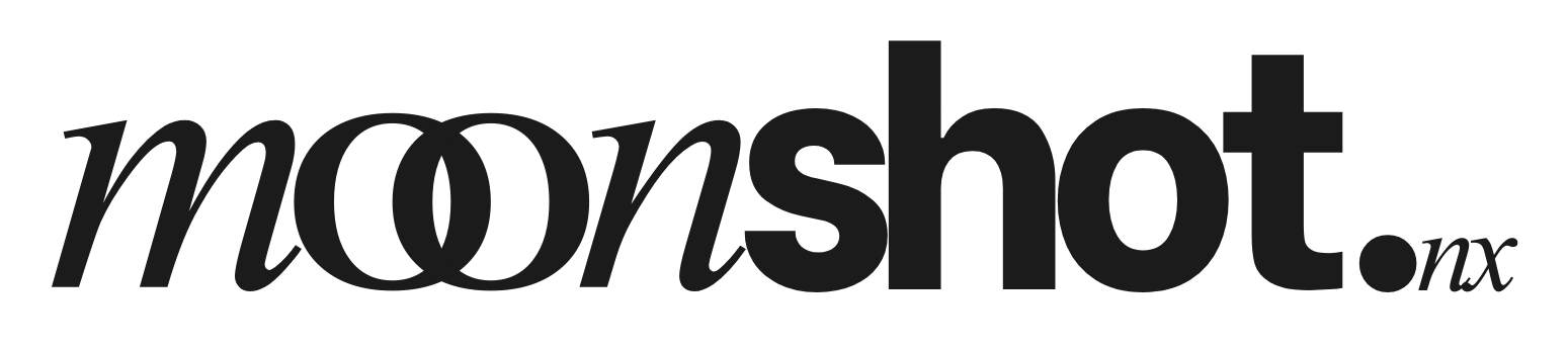 A black and white logo that reads 'moonshot.xx' in stylized lowercase letters.