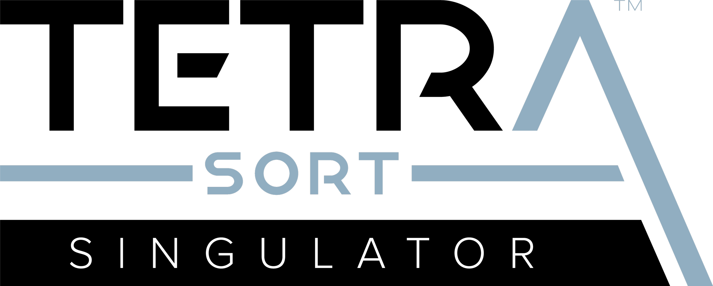 TetraSort Singulator logo in futuristic font with "SINGULATOR" and "DIVERT" stacked underneath a stylized "TETRA".