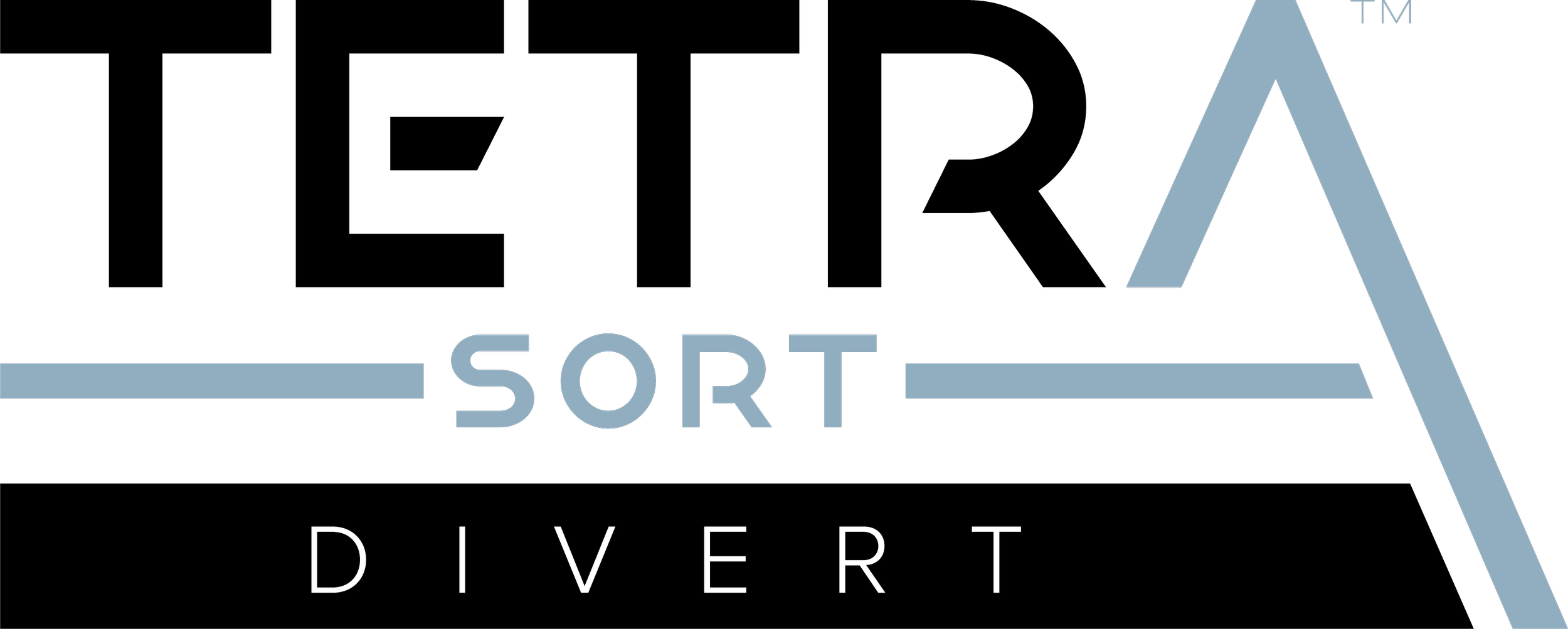 TetraSort Divert logo in futuristic font with "SORT" and "DIVERT" stacked underneath a stylized "TETRA".