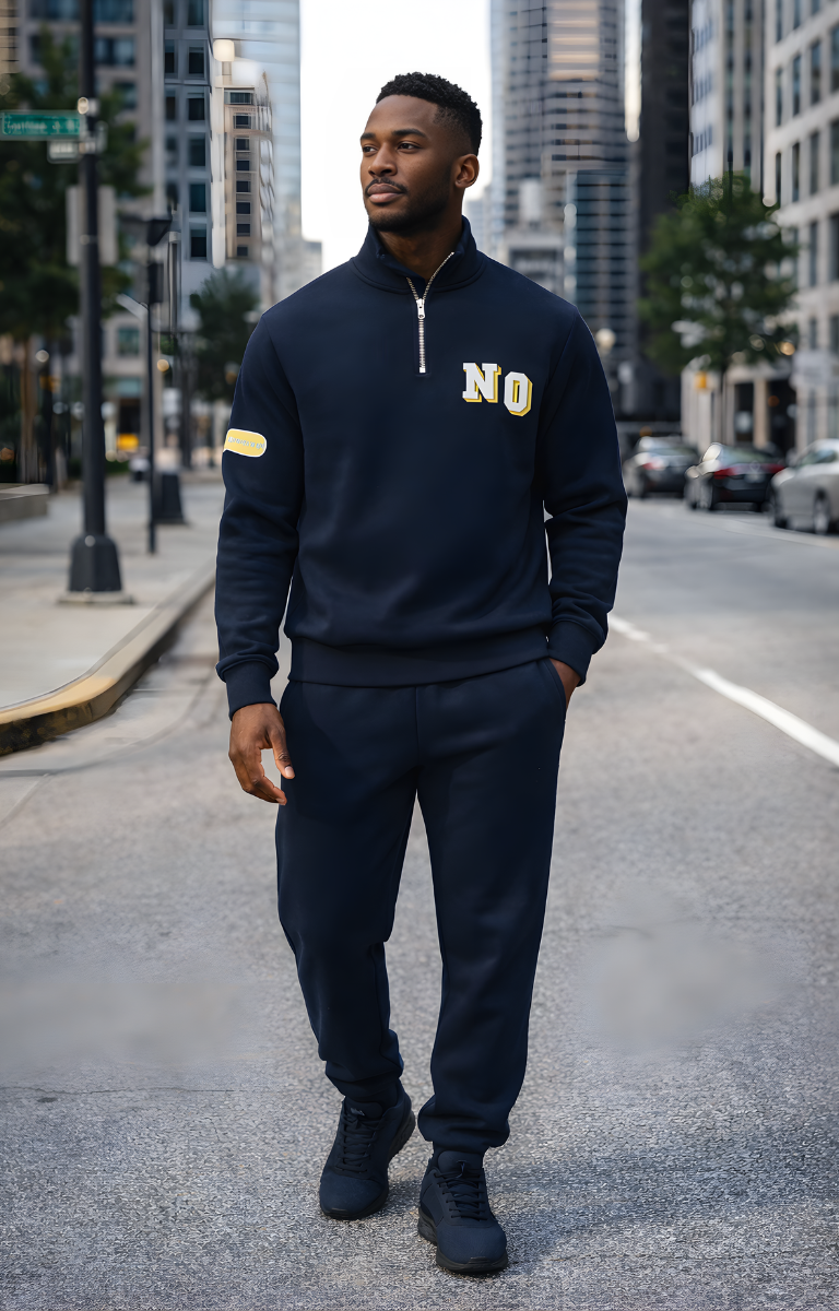 N/O Signature Embroidered Unisex Quarter-Zip Pullover Sweatshirt