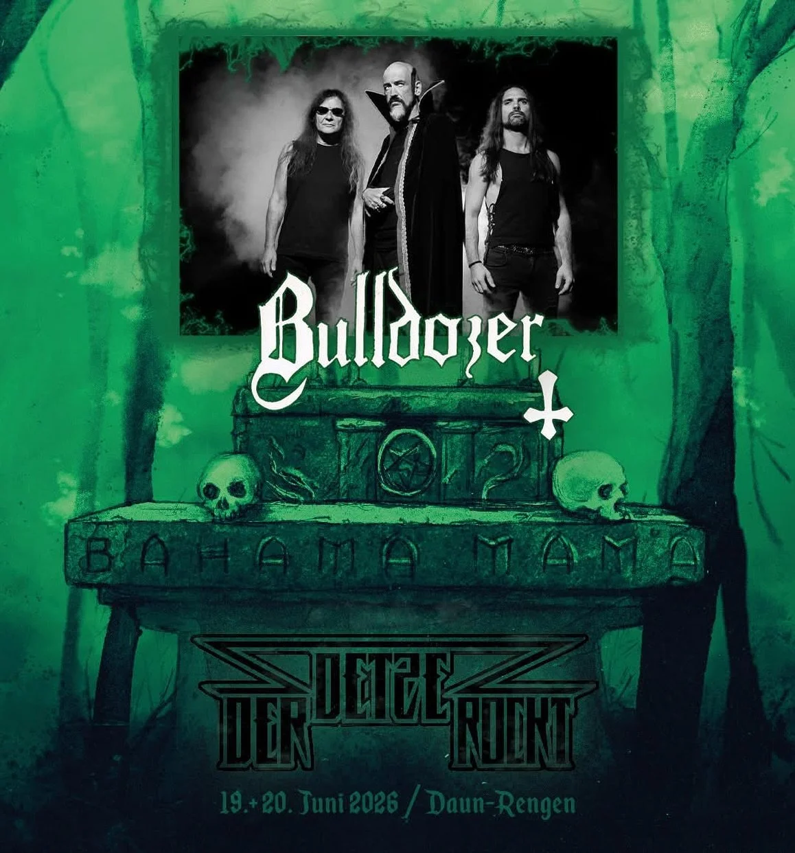 We return to Germany next summer to haunt the masses @derdetze 💀 June 2026 SEE YOU IN HELL! 
.
.
.
.
.
#bulldozerband #blackspeedmetal #derdetzerockt