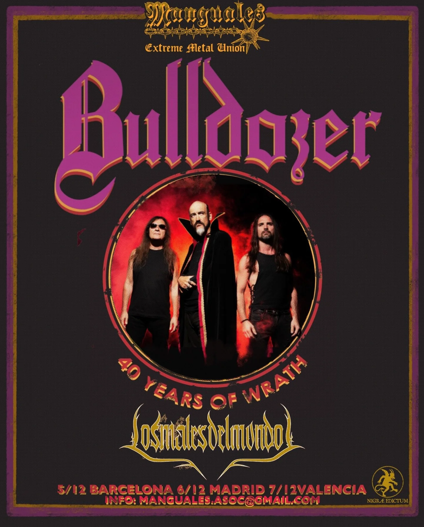 TONIGHT! IT BEGINS! BULLDOZER TAKES SPAIN FOR A WEEKEND OF PURE SPEED METAL!!!!! 

FRIDAY IN BARCELONA AT SALA LENNON&rsquo;S
SATURDAY IN MADRID AT SALA NAZCA 
SUNDAY IN VALENCIA AT ZUL&Uacute; KLUB 

SEE YOU THERE 🫡
.
.
.
.
.
#bulldozerband #blacks