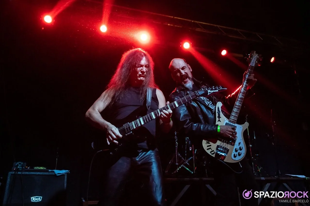 We had an unforgettable evening honoring our brothers in @necrodeath.official! Legends never die🪦 

Andy + Manu had a blast playing w/ @therealtonydolan as well! 

Salute to all involved 🤘

Photos by @spaziorock 
.
.
.
.
#bulldozerband #blackspeedm