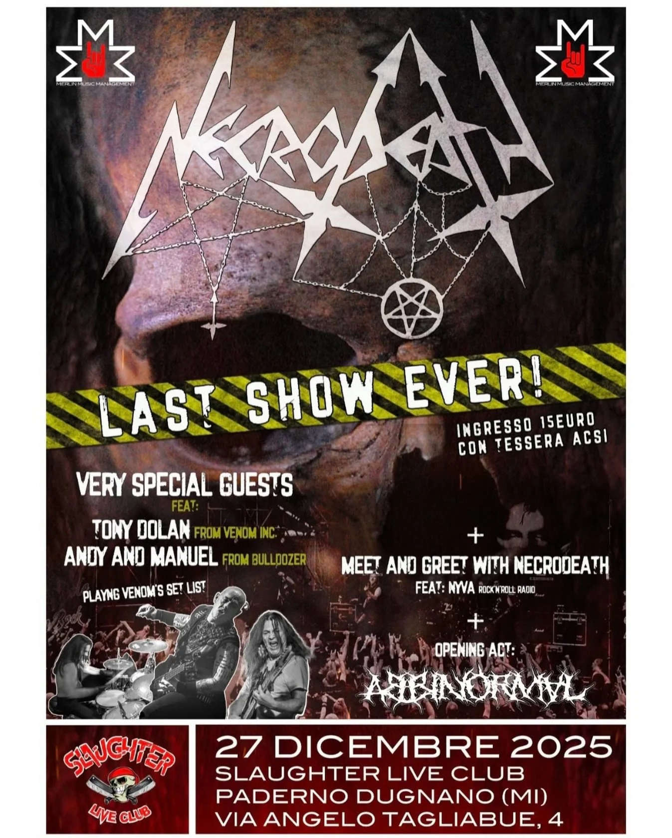 Our friends @necrodeath.official say farewell after 40 years of metal madness. We join them in saying goodbye this Saturday @slaughterclubofficial for their last show ever. All members of Bulldozer will be featured among the special guests. We hope t