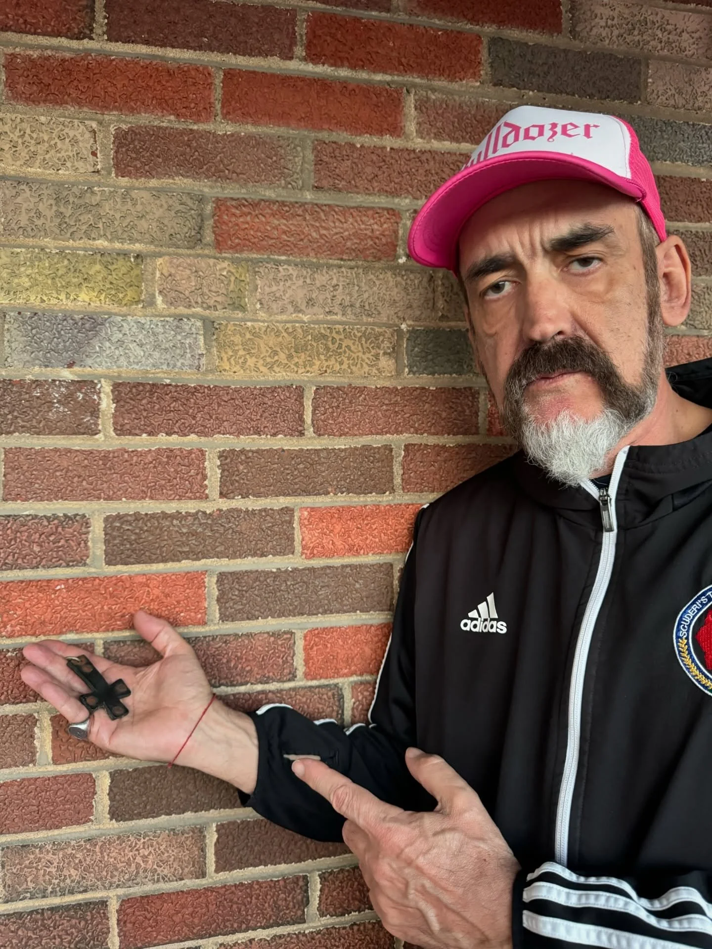 AC with his original handmade inverted leather cross from the 80&rsquo;s 😈 a true heavy metal relic 
.
.
.
.
#bulldozerband #blackspeedmetal #firstwaveblackmetal #heavymetal #acwild