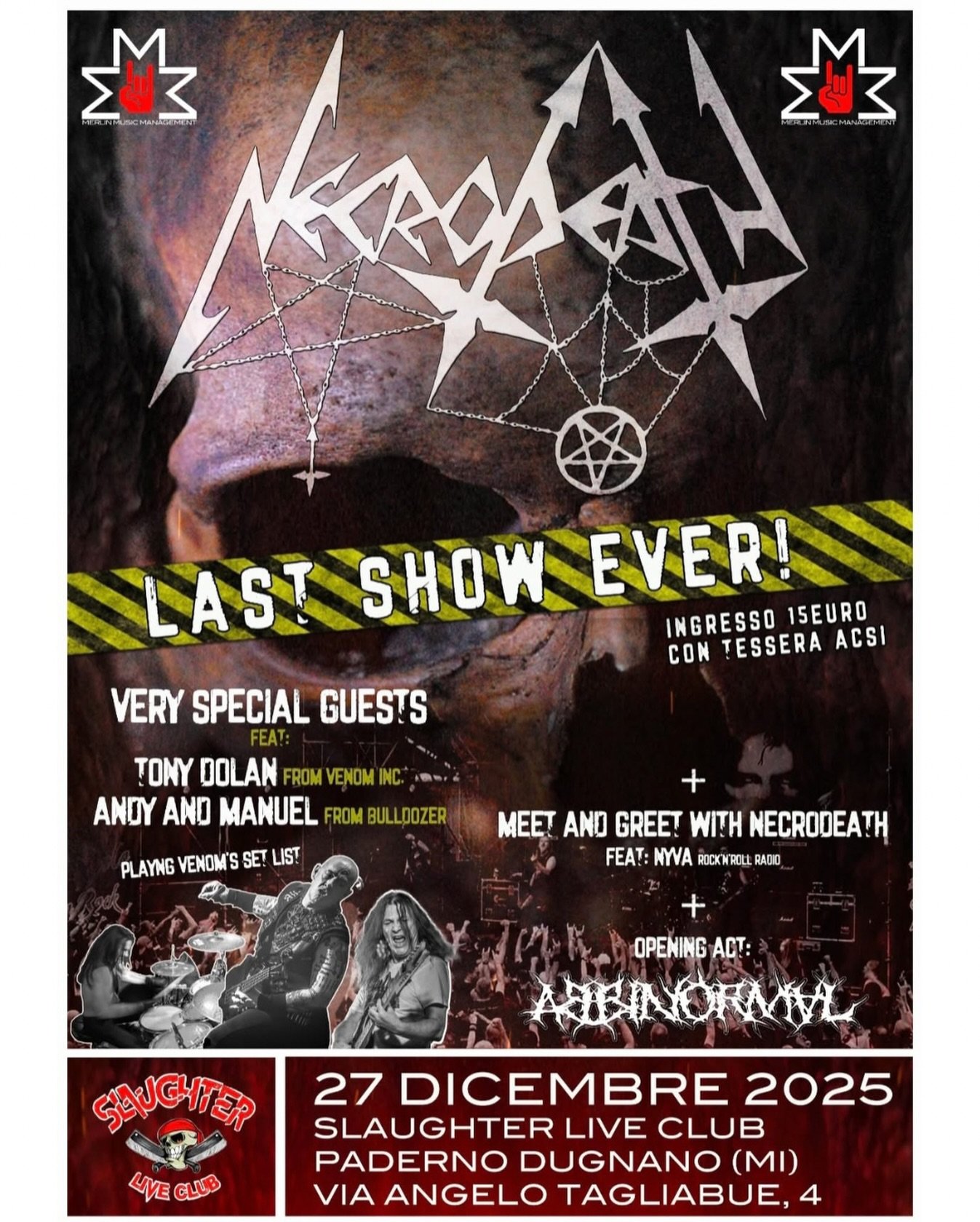 Our friends @necrodeath.official say farewell after 40 years of metal madness. We join them in saying goodbye this Saturday @slaughterclubofficial for their last show ever. All members of Bulldozer will be featured among the special guests. We hope t