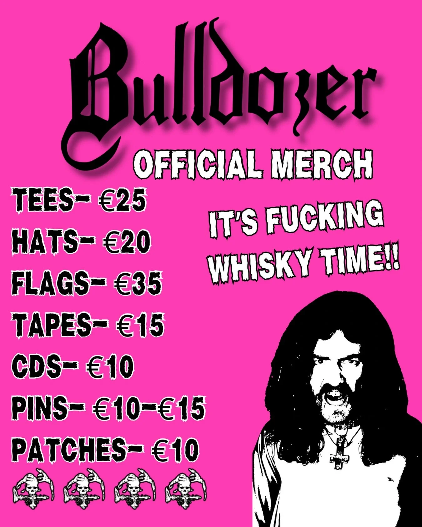 The official Bulldozer festival merch menu 🤑 see you tomorrow @swrfest