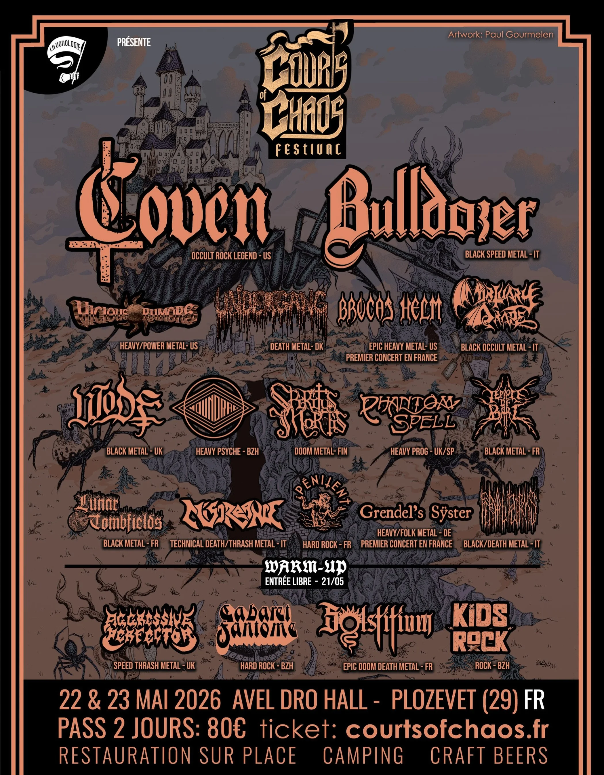 We return to the stage once again in 18 days for @courts_of_chaos_festival. Co-headling w/ the Queen of hell herself @jinxdawsonofcoven is an absolute honor. Plus our Italian brothers @mortuarydrapeofficial + many other great bands. Gather round for 