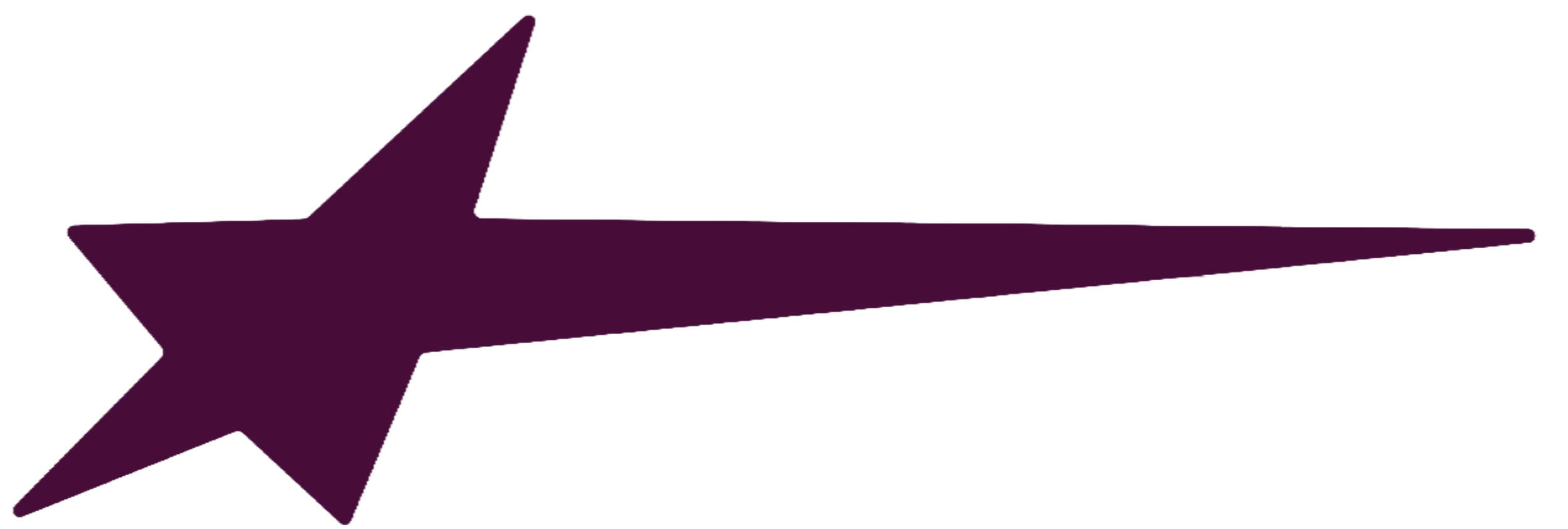 A large purple arrow pointing to the right with a star shape at the tail end.