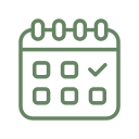 Icon of a calendar with a checkmark on one date