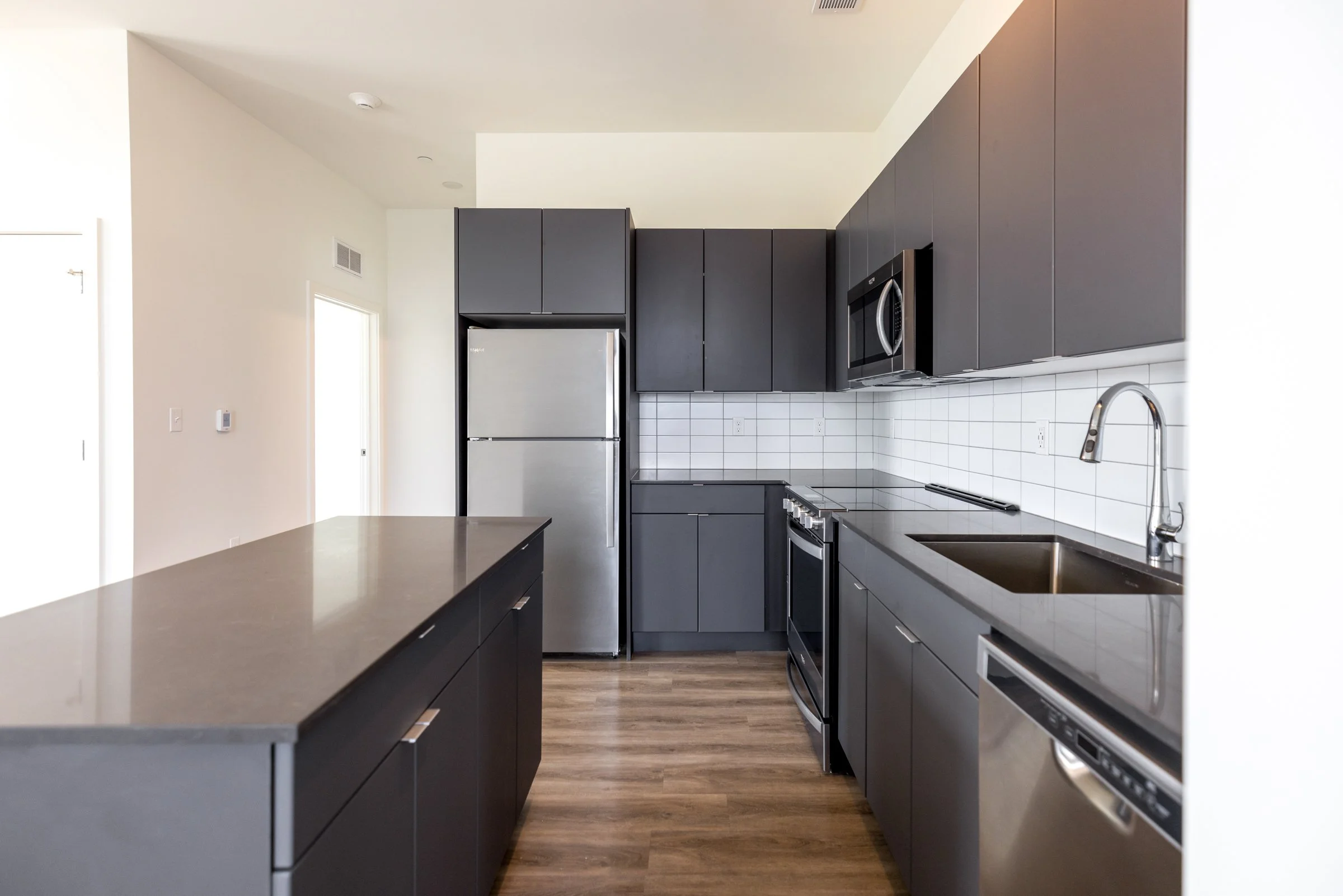 Interior of a staged unit at 200 Edmund, City Modern, in Brush Park.