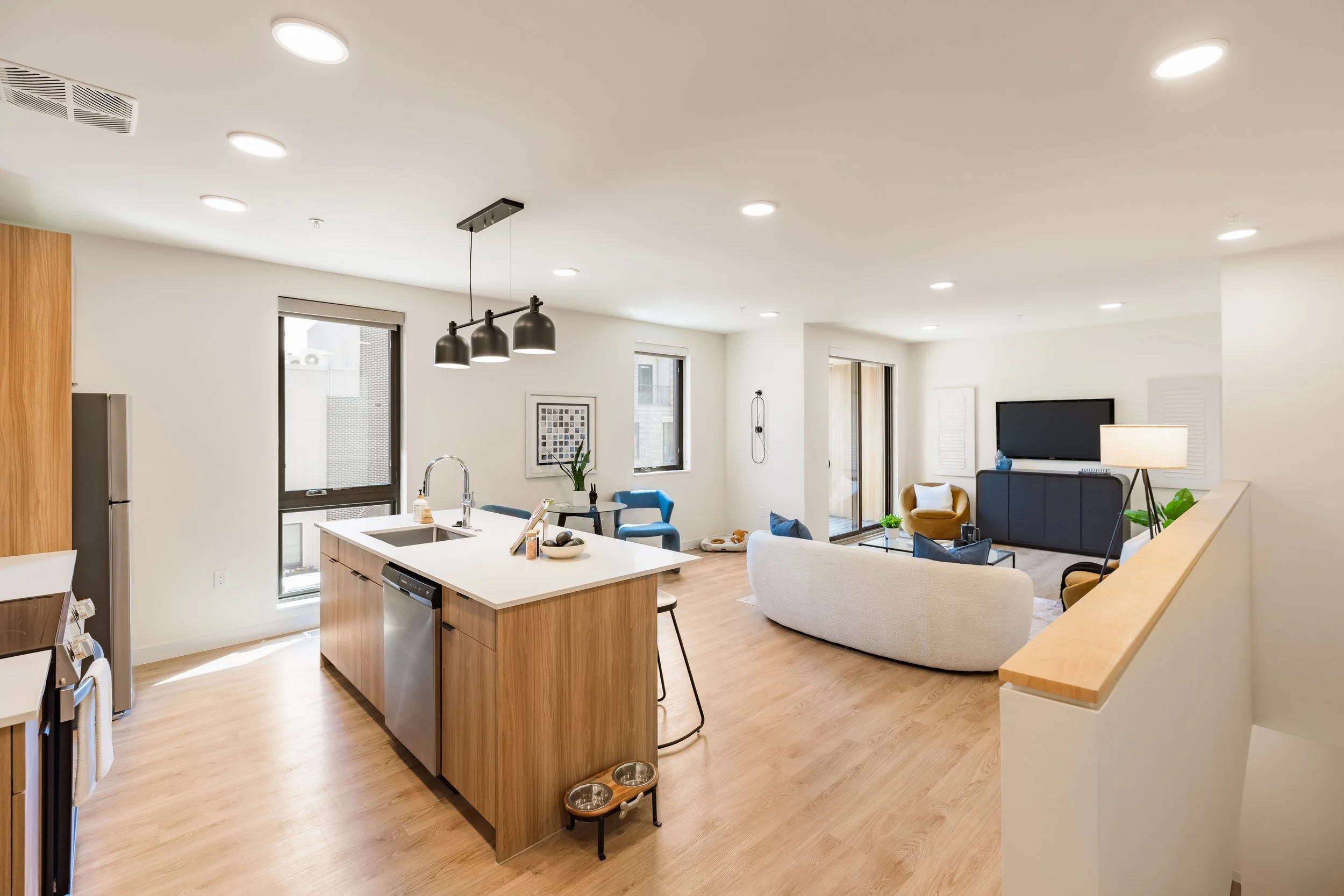 Interior photo of a staged unit at 290 Edmund at City Modern in Detroit.