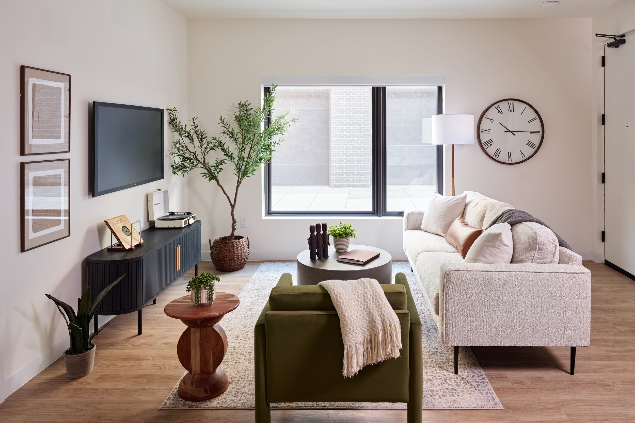 Interior of a staged unit at 2853 Brush at the Residences at City Modern in Detroit.