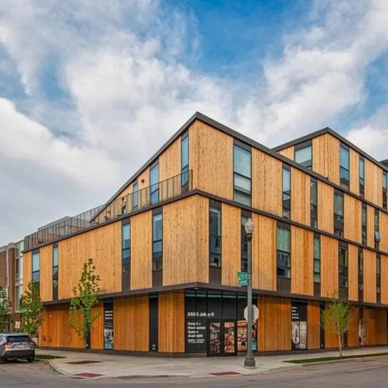 Exterior photo of the 2660 John R facade at City Modern.