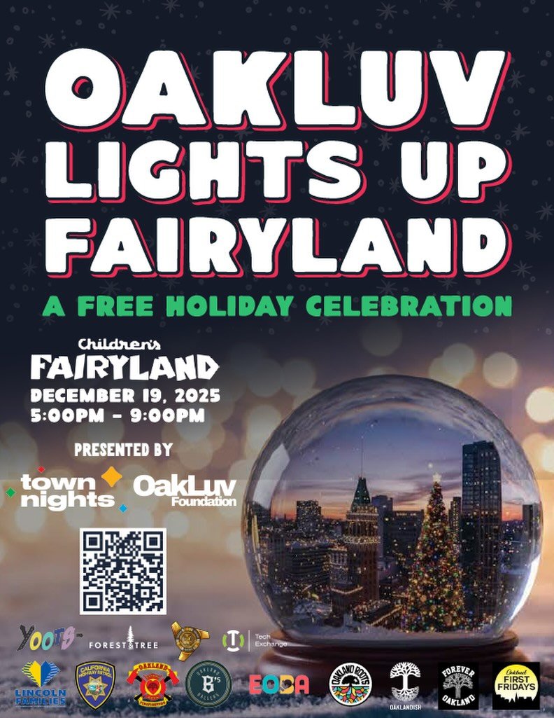 OakLuv Lights Up the Town	

Join us on December 19 for OakLuv Lights Up the Town, a magical holiday celebration at Children&rsquo;s Fairyland for Oakland families.

✨ A joyful evening of lights, music, treats, and community
🚂 Rides and attractions o