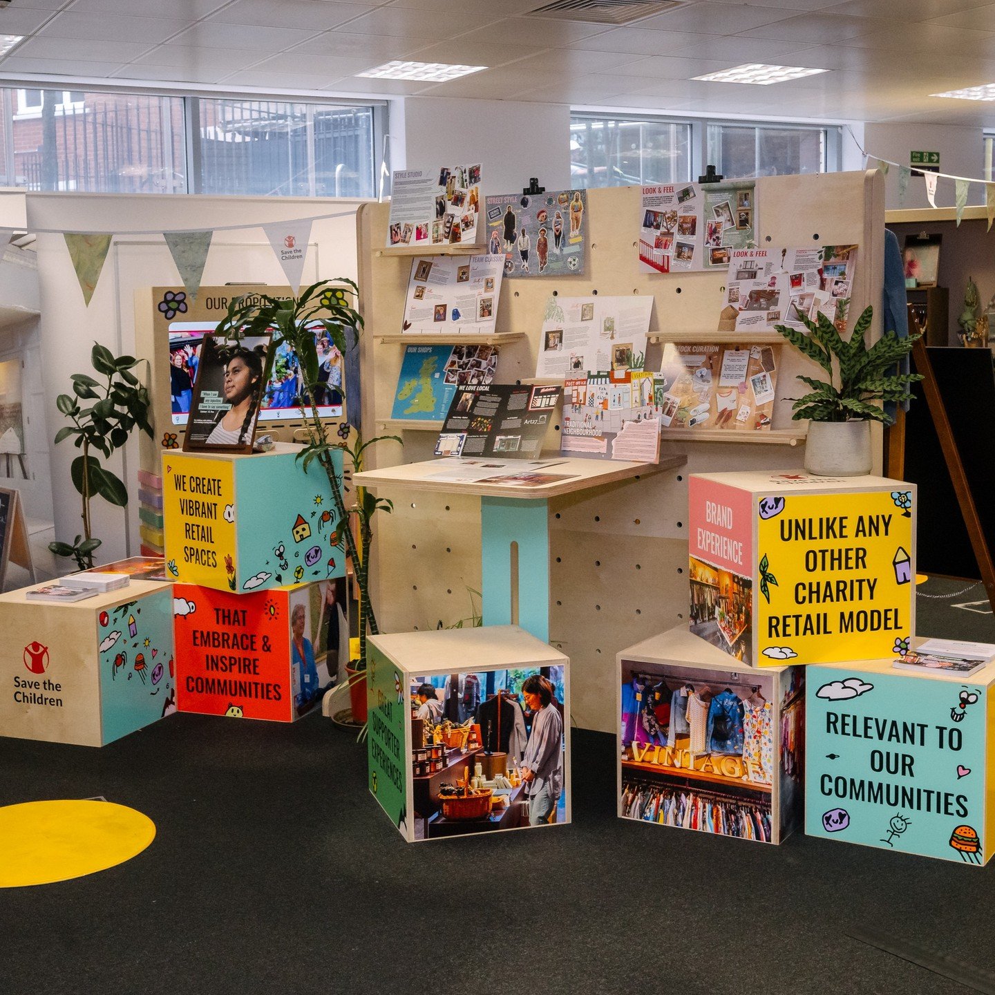The whole team came together to design, engineer and hand-craft the units for the @savechildrenuk retail festival, all while creating fun icons and finding bespoke paint matches to hand-paint the units. We loved working on the eye-catching pieces and