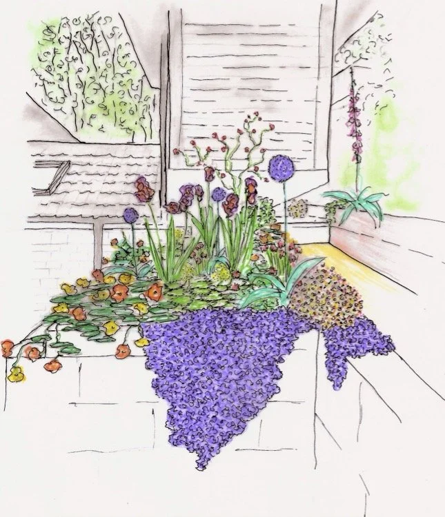 Triple hillside garden