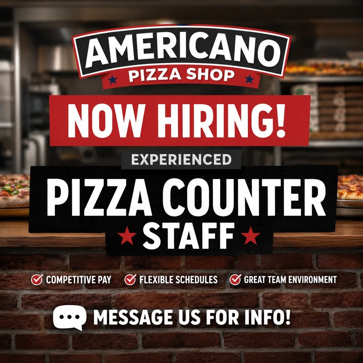 🚨HIRING EXPERIENCED COUNTER WORKERS🚨
Please reach out or share with someone who might be interested.