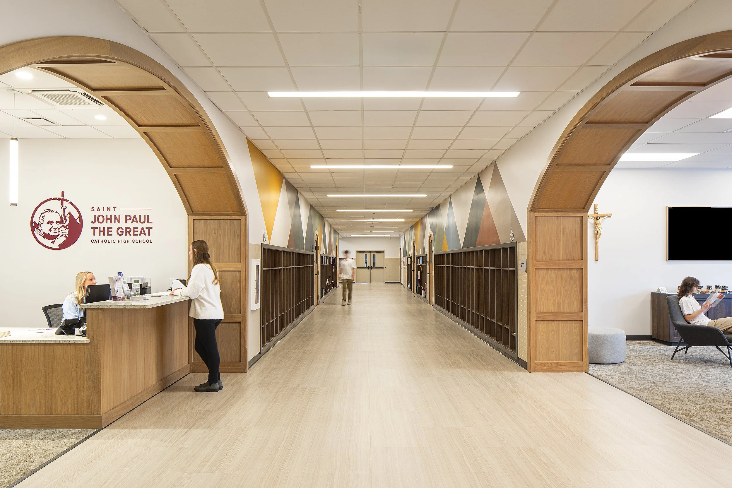 St. John The Great Catholic school hall way and reception area 
