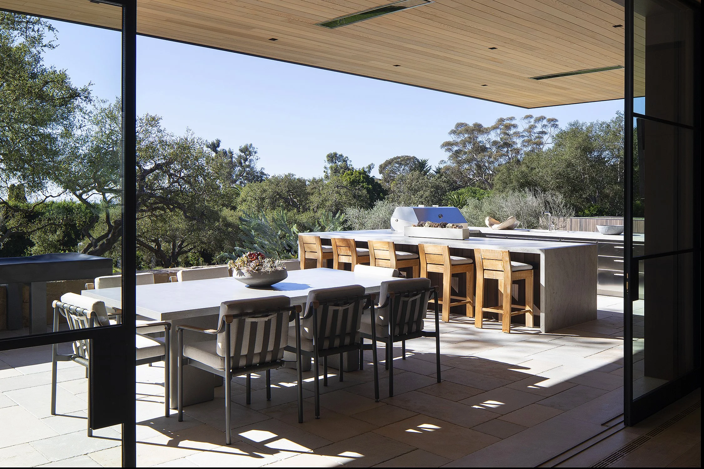 Deck with grill for family gatherings in Montecito back yard