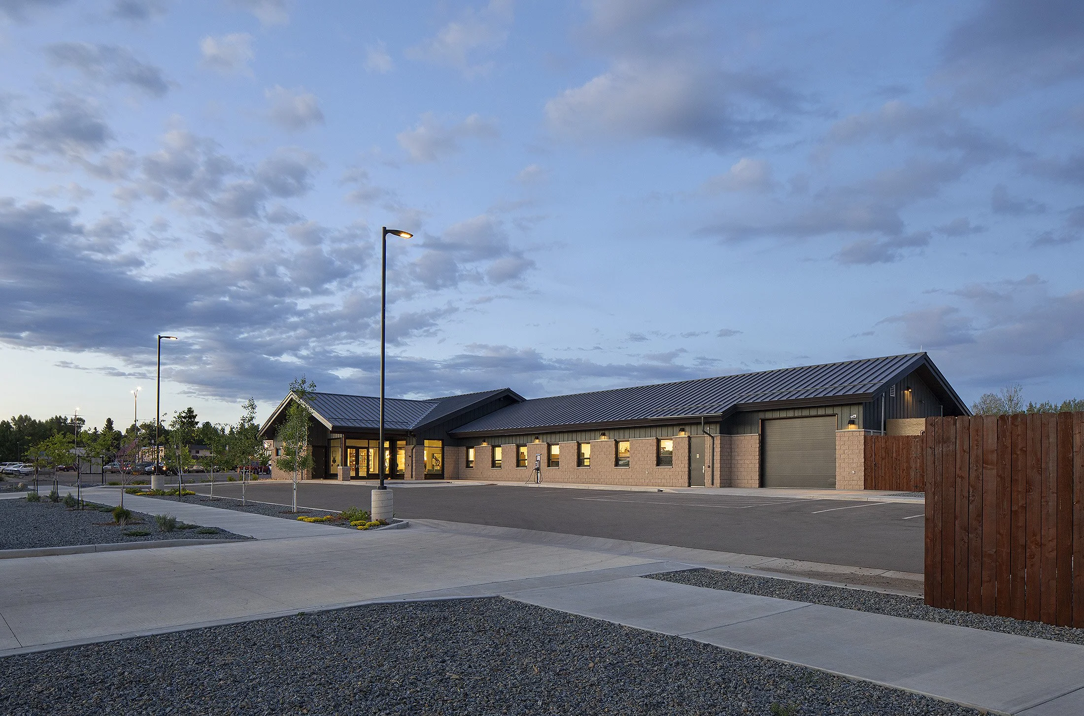 Gunnison Parks & Wildlife building exterior at dusk