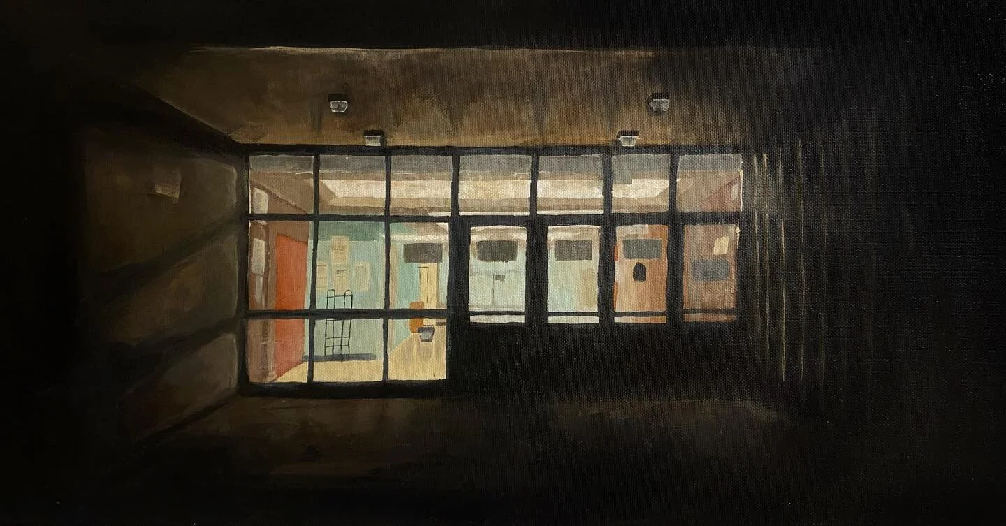 August Night  12x24 

that weird feeling you get when you pass by a school during summer, knowing it&rsquo;s completely empty but still seeing all those lights on&hellip; 

.&bull;. 
#art #illustration #drawing #sketch #sketchbook #artist #artistsofi