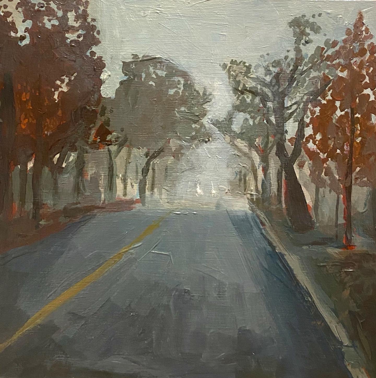 Morning Fog 
Acrylic on wooden panel (2023) 6 x 6 inches
