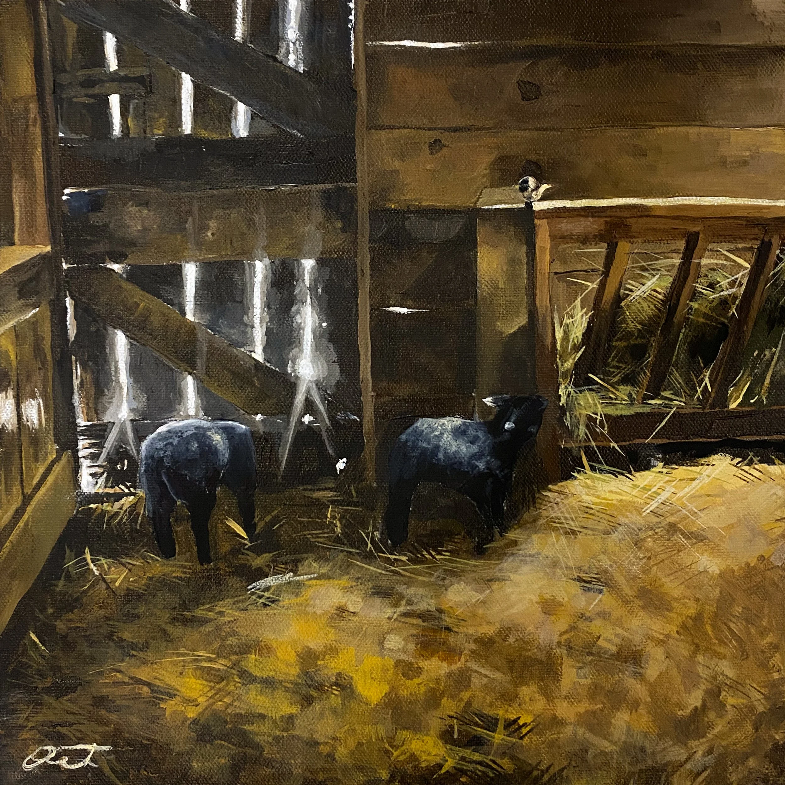 Watchful Graze 
Acrylic on canvas (2023), 12 x 12 inches