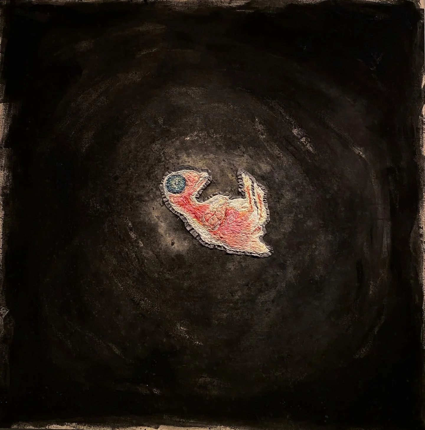 My Little Love, Can We Begin Again?
Acrylic and embroidery on canvas (2021), 48 x 48 inches