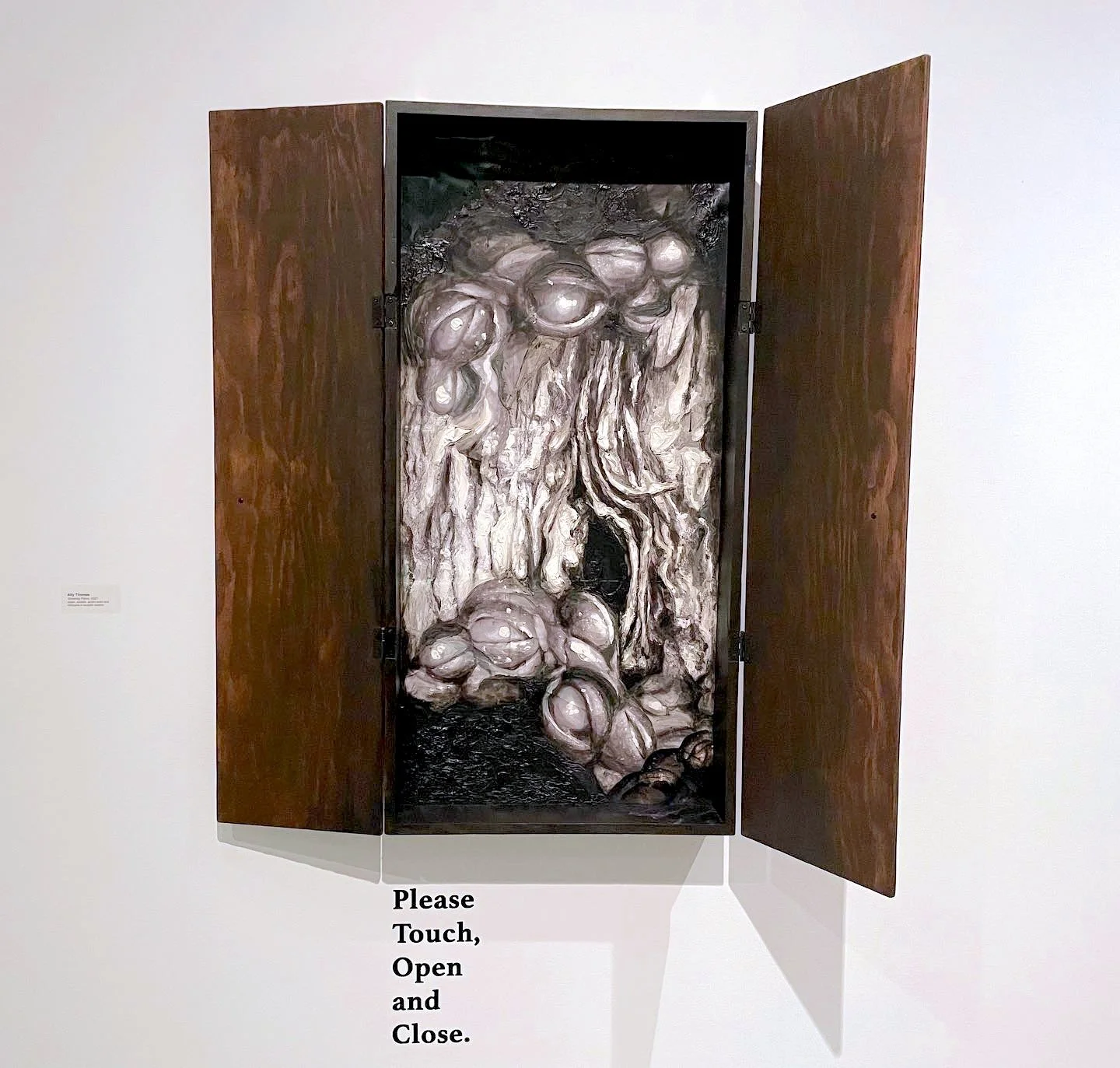 Growing Pains
Mixed media collage on wooden board, inserted within wooden cabinet (2022), 23 x 47 x 4.5 inches