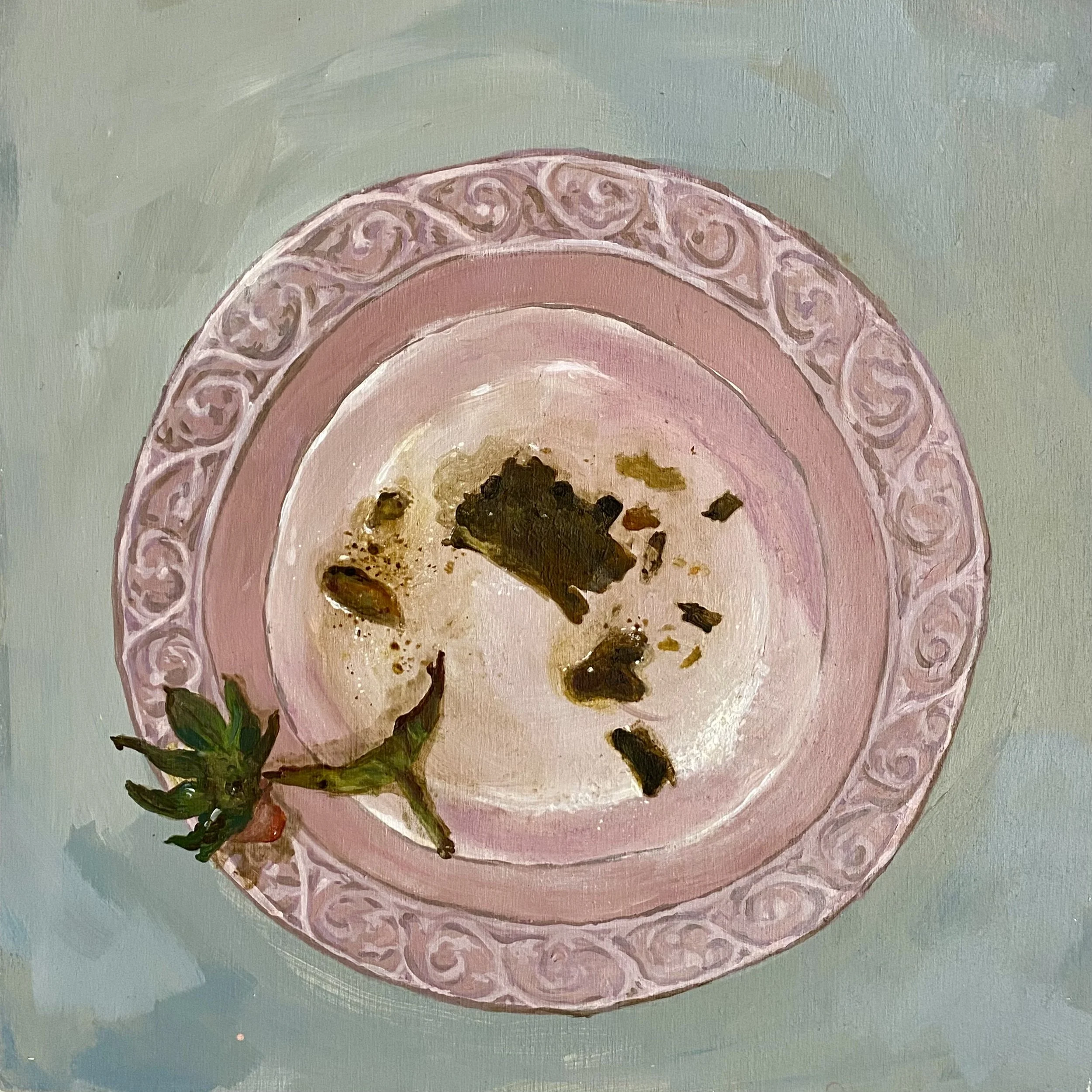 With Respect to the (Un)Finished Meal: Dates & Brownies
Acrylic on wooden panel (2020), 12 x 12 inches