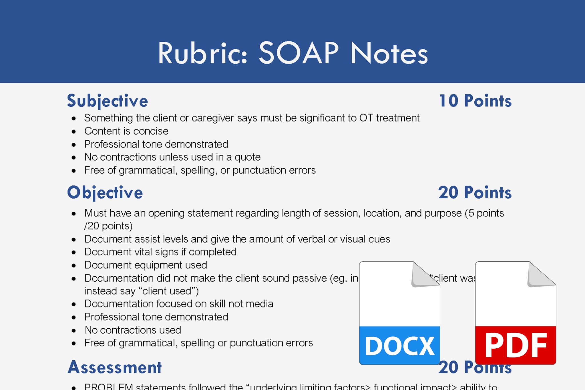 Rubric - SOAP Note