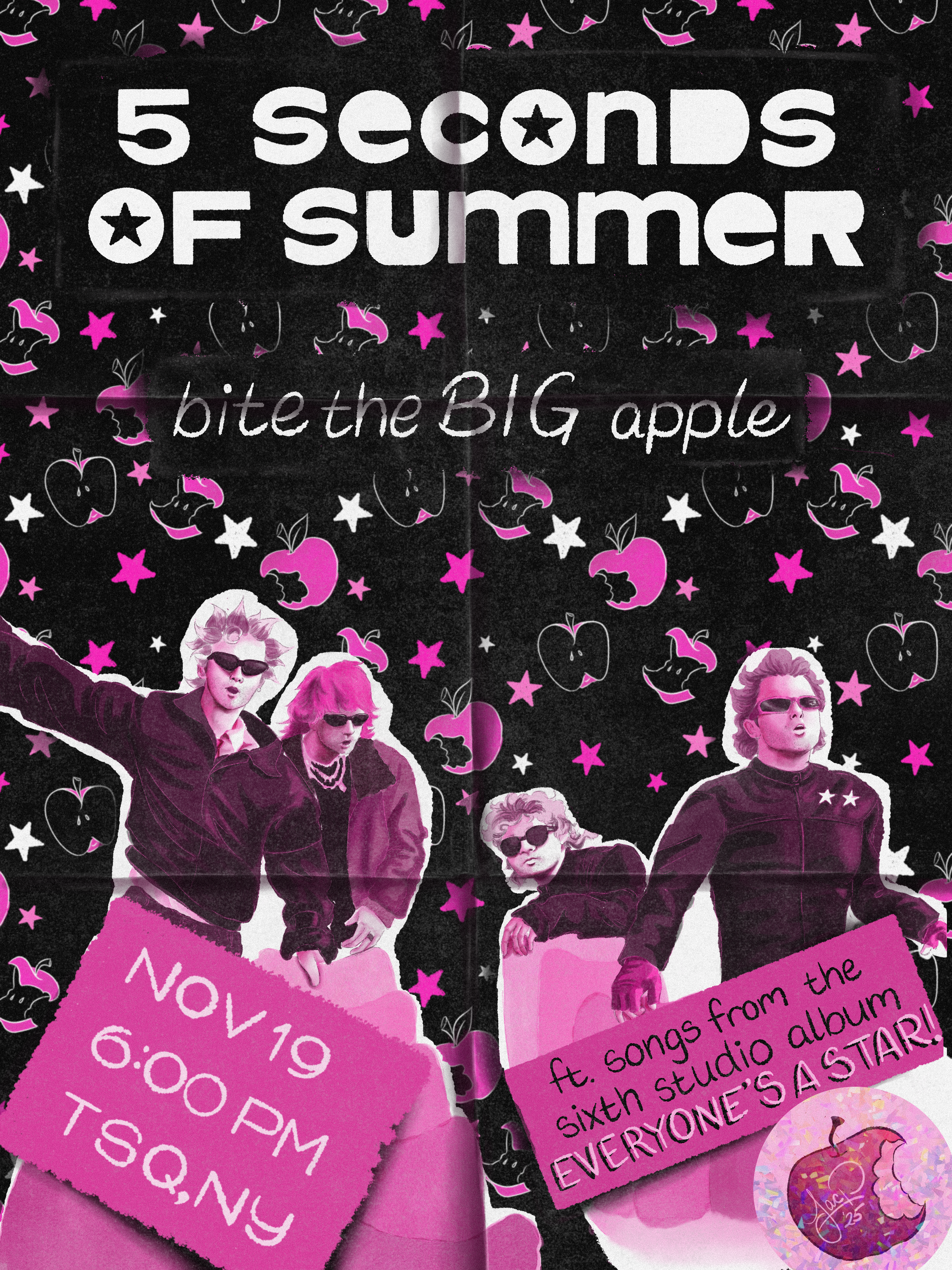 5 Seconds of Summer Mock Poster (2025), digital;  designed after experiencing this pop-up in person
