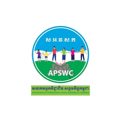 Association of Professional Social Workers of Cambodia (APSWC) logo — national school social work professional development organization; Marina delivered AI social work training