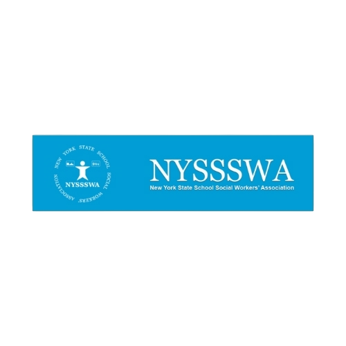 Logo of New York State School Social Workers Association (NYSSSWA) that Marica has given an AI Sicial Work Proffessional Development and an AI Policy Work and Policy  