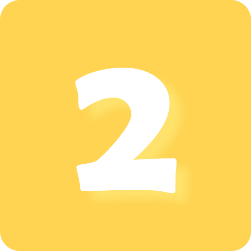 A white number 2 on a yellow background.