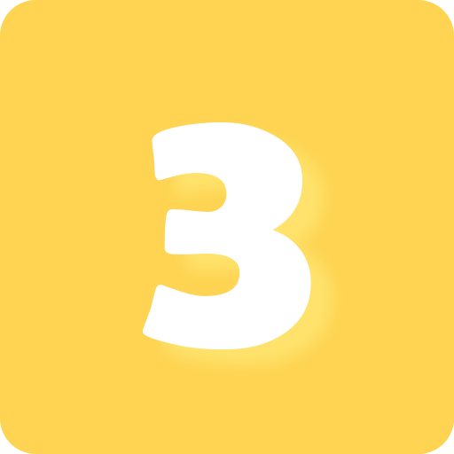 Number three on a yellow background