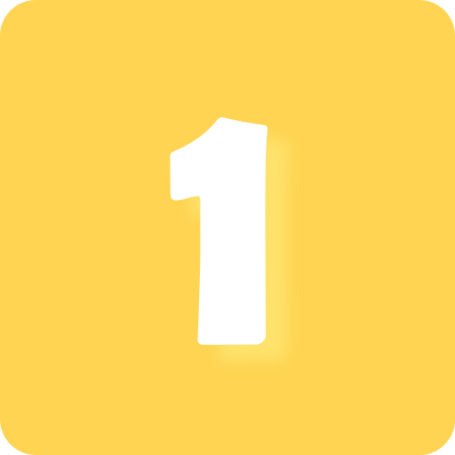 Yellow background with a large white number 1 in the center.