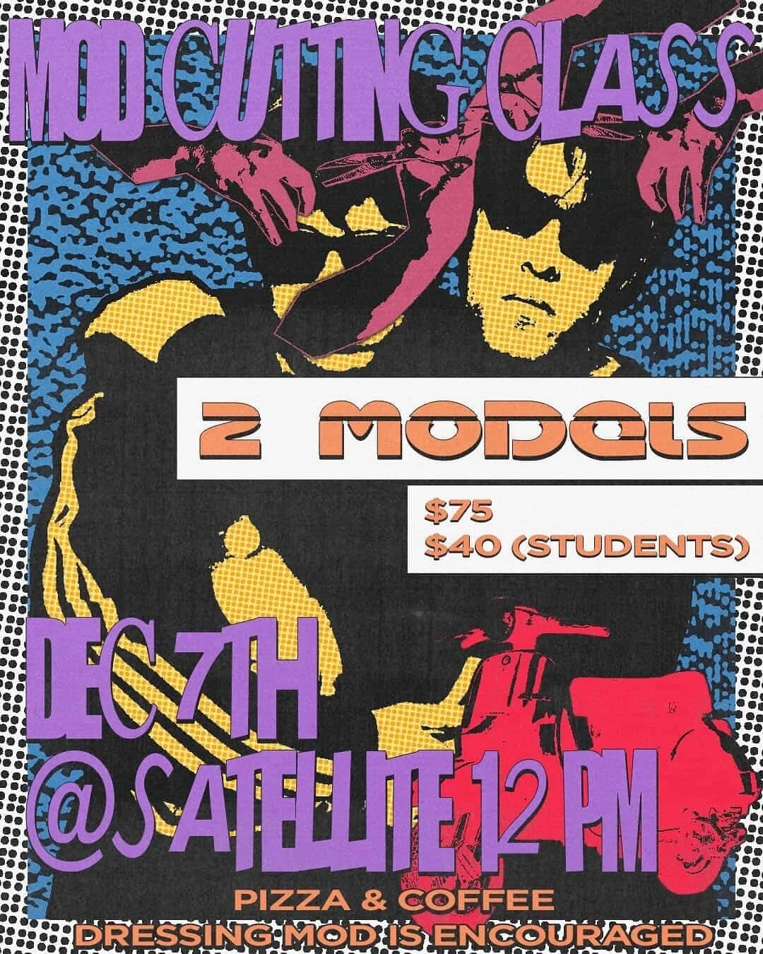 Mod Cutting Class with Stevo Graves
December 7 &bull; 12pm &bull; Satellite Salon

Join @stevotheartist for a hands-on Mod cutting class where you&rsquo;ll learn the art of creating bold, graphic shapes through precision cutting and lived-in structur