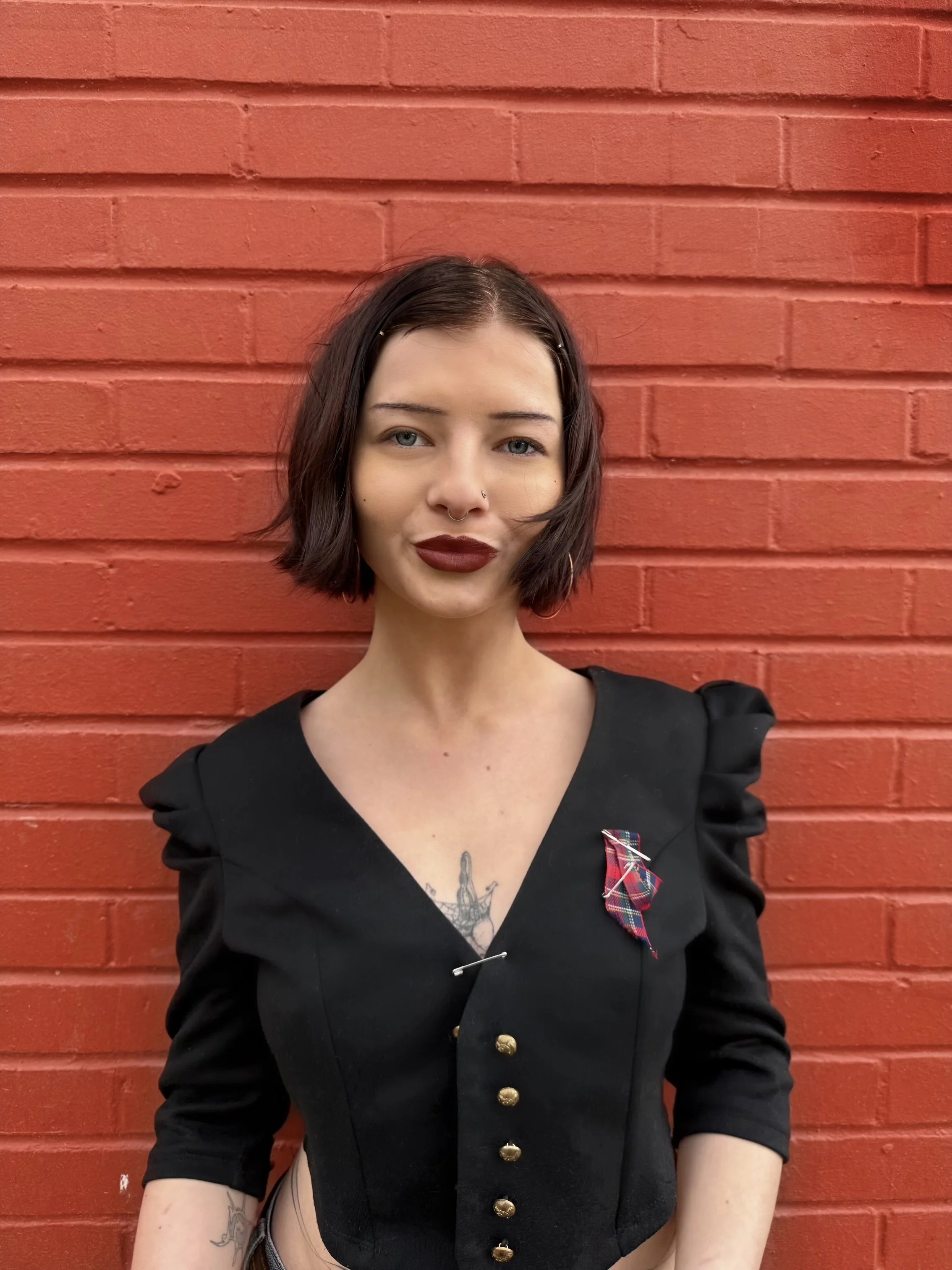 kate johnson hairstylist red background