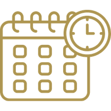 A calendar with a clock showing the time as approximately 9:00.