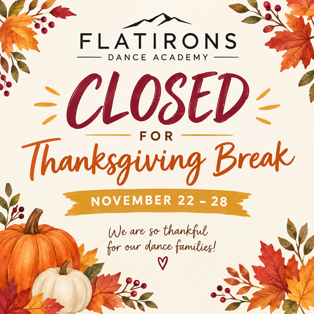 Thanksgiving Break FDA Closed 