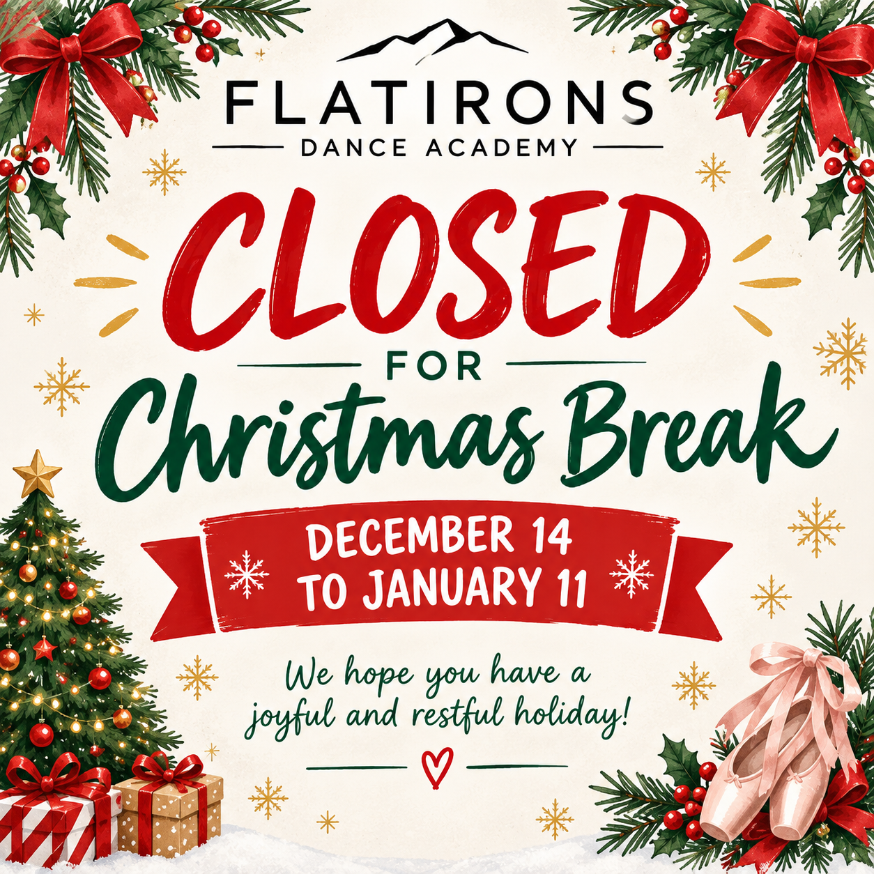 Christmas Break FDA Closed 