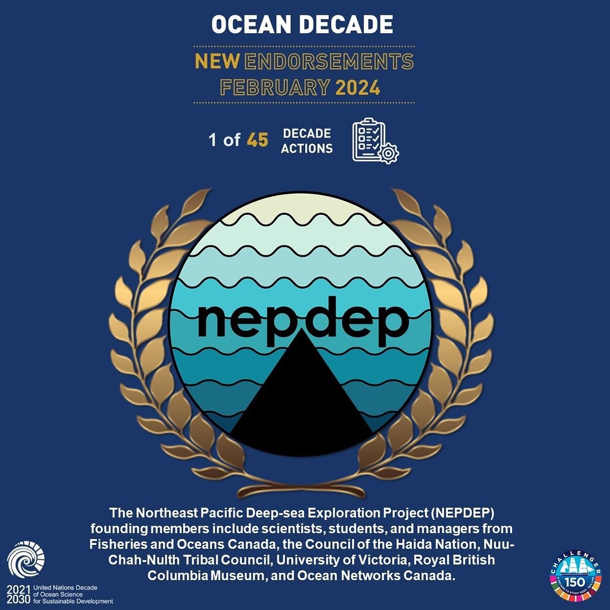🥳 It&rsquo;s official! Our grassroots #deepsea initiative is part of the United Nations #OceanDecade &amp; Challenger 150 family! 🪸🐙🐳🦀🐟

💙 @fisheriesoceanscan @chn_haidanation @uuathluk @universityofvictoria @royalbcmuseum @ocean_networks #NEP
