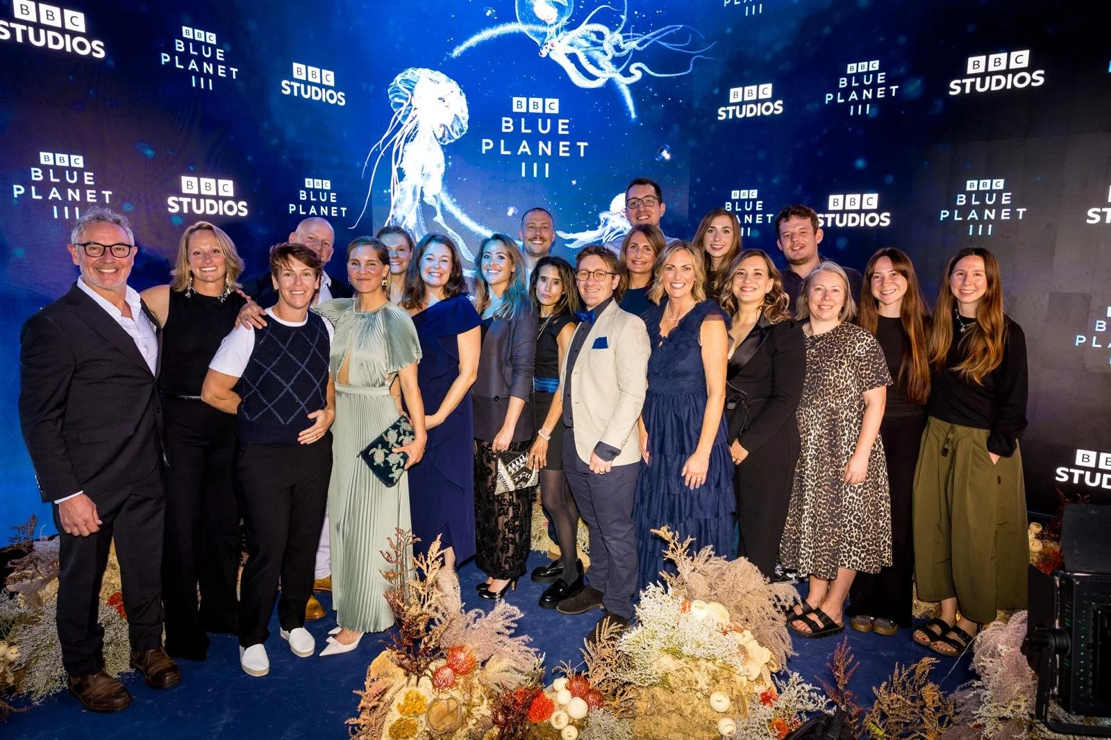 An incredibly talented group walk the 'blue carpet' at Blue Planet III premiere.