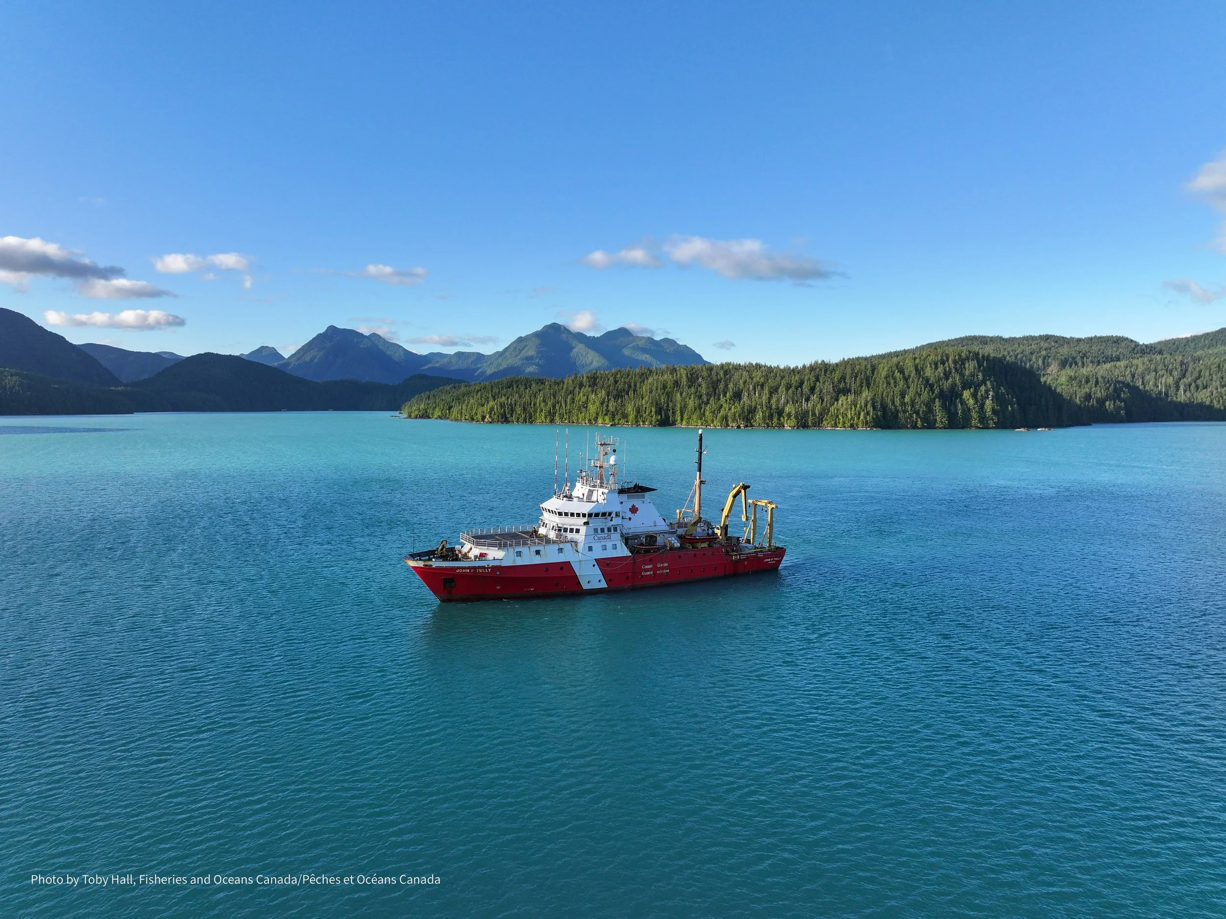 The CCGS J.P. Tully in Kyuquot Sound during a coccolithophore bloom