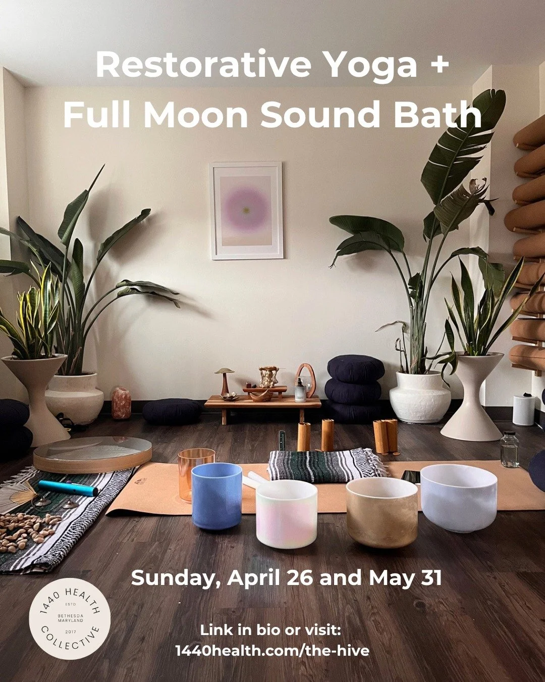Join me for a nourishing 75 minute Full Moon &amp; Restorative Yoga + Sound Bath @1440health_collective to connect with the energy of the full moon&mdash;a time to let go of what no longer serves you and embrace new beginnings.

This workshop is desi